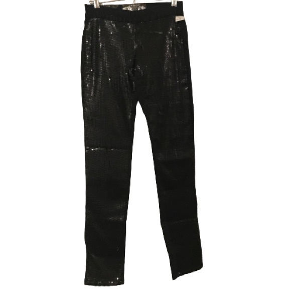 ⭐️NEW Sexy Sequin Womens Dollhouse 5 Small Black Embellished Luxe Denim Pants - Picture 2 of 11